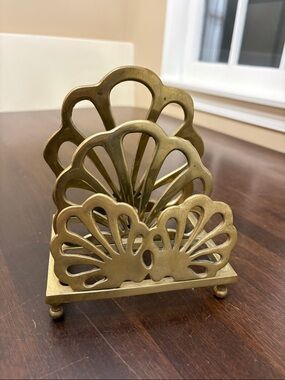 Brass Shell Letter Napkin Holder